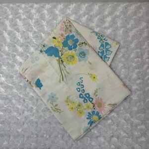 Vintage Sears 1970s Misty Garden Perma-Prest Muslin Floral Queen Size Pillowcase